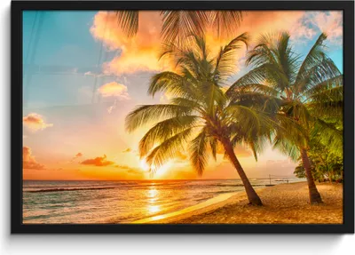 Produktbild von MuchoWow® MuchoWow® Gerahmtes Poster Strand - Meer - Gold - Sonnenuntergang 60x40 cm - Poster mit zchwarzem Bilderrahmen - Printing - Wanddeko Schlafzimmer