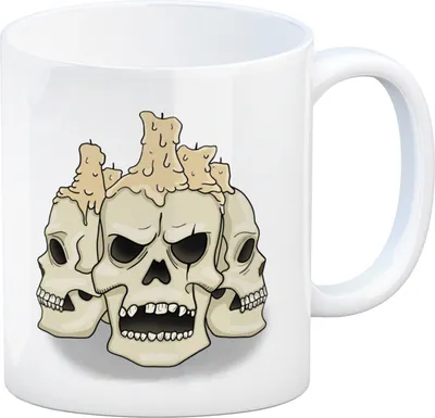 Produktbild von Kaffeetasse mit Totenköpfen und Kerzen - Happy Halloween