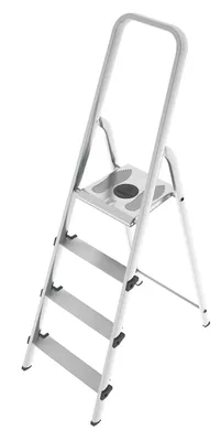 Trittleiter 4 Stufen, Aluminium/Stahl, 150 kg, TÜV-GS