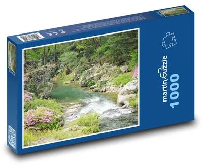 Produktbild von Puzzle 1000 Blumenbach im Wald - martinpuzzle