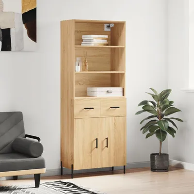 Productafbeelding van vidaXL Hoge kast Sonoma-eikenhout, 69,5 x 34 x 180 cm, houtvezel