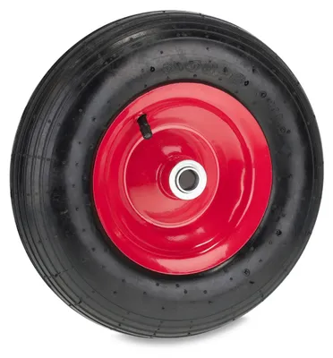 Image de Roue de brouette Relaxdays, 3.50-6, pneumatique, 2 plis, roue de secours jusqu'à 120 kg, pneu avec valve, jante en acier, noir/rouge