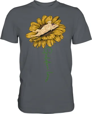 Produktbild von Labrador Sonnenblumen T-Shirt Garten Motiv Gärtner Hunde Geschenk – Dark Grey / M