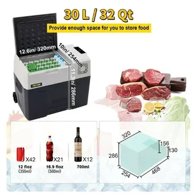 Image de Réfrigérateur portable, capacité de 50 litres, options d'alimentation polyvalentes, 32 Qt 30 litres