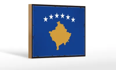 Produktbild von Holzschild Flagge Kosovo 18x12 cm Retro Flag of Kosovo Dekoration