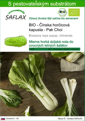 Obrázok produktu pre SAFLAX - BIO - Čínska horčicová kapusta - Pak Choi - Brassica rapa supsp. chinensis - 300 Semená - S pestovateľským substrátom bez klíčkov