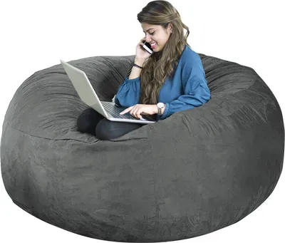 Image de (7ft, gris clair)Bean Bag Chair CoverCoussin de chaise, pouf multifonctionnel(housse uniquement, pas de rembourrage)