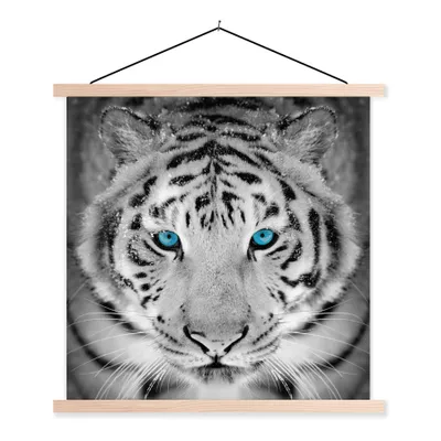 Produktbild von MuchoWow® Textilposter Tiger - Winter - Tiere 40x40 cm mit holzfarbenen Rahmen - Posterleiste