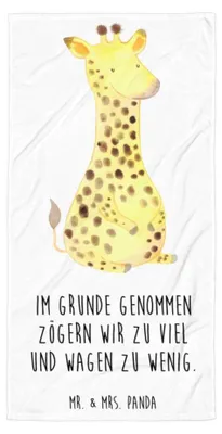 Produktbild von Mr. & Mrs. Panda Handtuch Giraffe Zufrieden - Weiß - Geschenk, Duschtuch, Afrika, Großes, Badehandtuch, Glück, Strandtuch, Abenteuer