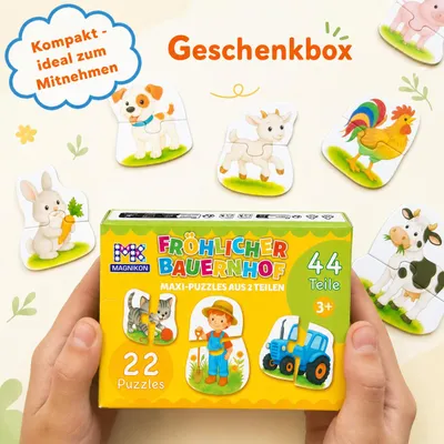 Produktbild von Puzzle Fröhlicher Bauernhof, Kinderpuzzle 2-teilige 22 Puzzles, Mein erstes Puzzle, Duo Puzzle, Lernspiel, Kinder Beschäftigung, Baby Puzzle