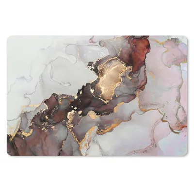 Produktbild von MuchoWow® Schreibtischunterlage Rot - Marmor - Gold 60x40 cm - XXL Mauspad - Großes Mauspad
