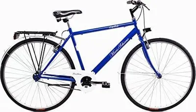Obrázek produktu pro F.lli Schiano Mario Schiano City Bike 28" – Městské Kolo, Pánské, 28" Kola, 1 Rychlost, Ocelový Rám, S Příslušenstvím – Modrá Barva