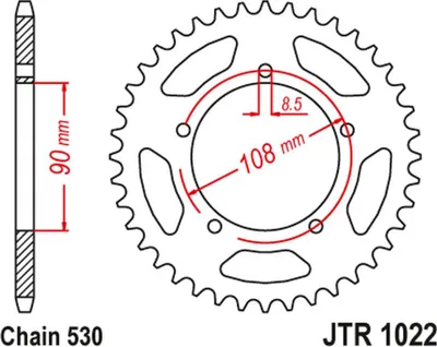 Obrázek produktu pro Ozubená kola JT 530 40T vnitřní průměr 90 mm kruh šroubu 108 mm