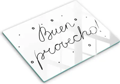 Produktbild von Glasschneideplatte - Herdabdeckplatte - 52x40 cm - Schneidebrett - Spritzschutz - Die Inschrift Buen Provecho!