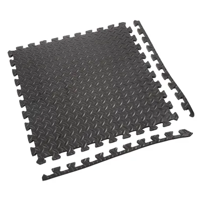 Produktbild von 12tlg Puzzelmatte Bodenschutzmatten Schutzmatten Poolmatte Fitness Puzzlematte 60 x 60 x 0.9 cm Schwarz