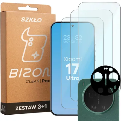 Produktbild von Gehärtetes Glas - 3 Stück + Kameraschutz für Xiaomi 17 Ultra, Bizon Glass Clear Pack