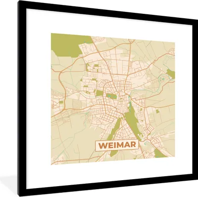 Produktbild von MuchoWow® Gerahmtes Poster Weimar - Karte - Vintage - Stadtplan 40x40 cm - Poster mit Schwarzem Bilderrahmen Wandposter Rahmen Foto Bilder - Poster - Plakat im Rahmen
