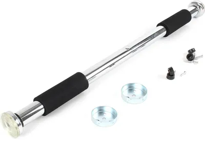 Produktbild von Wiltec Klimmzugstange aus Stahl, max. 160 kg, verchromt für Türrahmen 62-85 cm, Reckstange mit rutschfesten Griffen, Turnstange, Türreck, Krafttraining