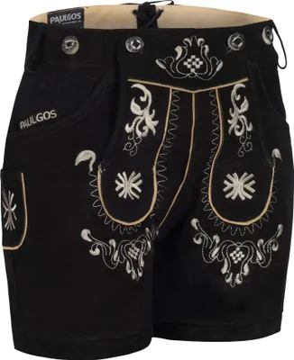 Produktbild von PAULGOS Damen Trachten Lederhose + Träger, Echtes Leder, Kurz in 8 Farben Gr. 34-50 M3