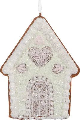 Produktbild von Clayre & Eef Weihnachtsanhänger Lebkuchenhaus 8x1x10 cm Grün Kunststoff