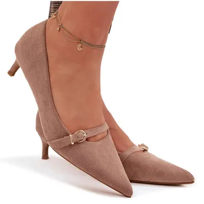 Produktbild von Damenturnschuhe Mit Flachem Absatz Mit Dekorativem Riem Dunkelbeige Pirela 38