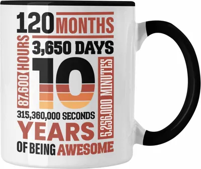 Produktbild von Trendation - 10. Geburtstag Tasse Geschenk Mädchen Jungs 10 Jahre Alt Geburtstagsgeschenk Idee (Schwarz)