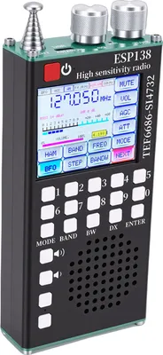 Obrázok produktu pre Prenosný rádiopríjimač s kompletným pokrytím frekvenčných pásiem FM, LW, MW, SW a leteckého pásma, s podporou digitálnej modulácie SSB. Vybavený 2,4-palcovým dotykovým IPS displejom a funkciou Bluetooth