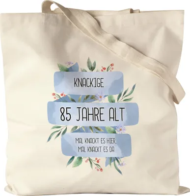 Produktbild von Knackige 85 Jahre Alt Jutebeutel Stoffbeutel Canvas Humorvoll Spruch-Beutel Mal Knackt Es Hier Geschenkidee 85. Geburtstag