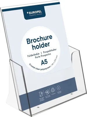 Produktbild von EUROPEL Tisch-Prospekthalter A5 hoch 1 Fach glasklar