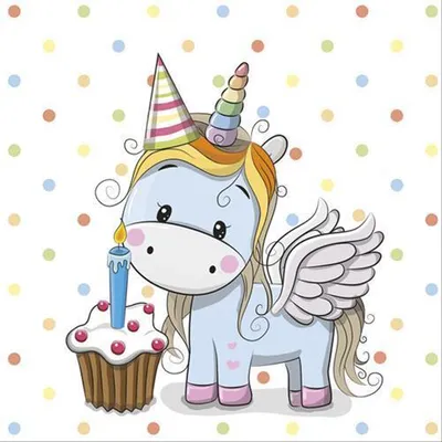 Produktbild von 20 Servietten Sweet Unicorn with pastel Dots - Party Einhorn 33x33cm