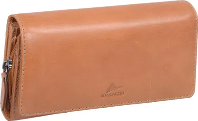 Produktbild von Damenbörse Echtleder braun 18,5x9,5x3cm, 15 Kreditkartenfächer, Münzfach