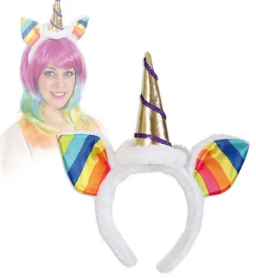Produktbild von Haarreif "Regenbogen Einhorn" Haaröhrchen bunt unicorn Plüsch Glitzer Fantasie Fantasy Fabelwesen