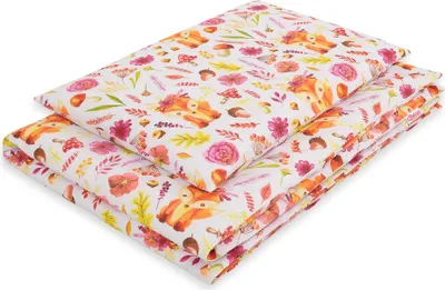 Immagine prodotto di Set di biancheria da letto per bambini in cotone, 2 pezzi, 120x90 cm - Volpe con