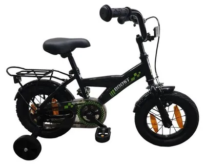 Produktbild von Bikefun Kinderfahrrad Boost 12 Zoll – mit Stützrädern und Bremsnabe – Schwarz