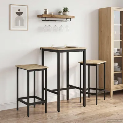 Image de Maison Exclusive - Bar haut, dimensions 52 x 52 x 90 cm, matériau : bois imitation chêne Sonoma