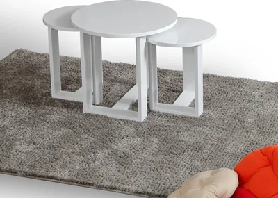 Immagine prodotto di Skye Decor, Mira - White, Set di tavolini (3 pezzi), Bianco, 100% PANNELLI DI PARTICELLE RIVESTITI IN MELAMMINA, 52 x 52 x 47 cm
