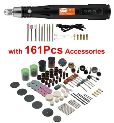 Produktbild von 161-teiliges elektrisches Mikrogravierer-Set, Mini-DIY-Set für Metall, Glas und Holz