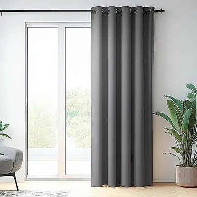 Obrázok produktu pre Záclona Unyqoos® extra široká, sivá, s zatemňovacou funkciou, 254 x 214 cm, 100% polyester, s tepelnou a zvukovou izoláciou, so striebornými okami