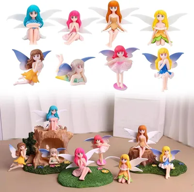 Obrázek produktu pro Sada figurek, 8 miniaturních víl, pro dekoraci zahrady, ozdobu dortů, příslušenství pro miniaturní zahrady