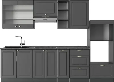 Produktbild von Küchenzeile Vicco Fame-Line Anthrazit-Gold Landhaus 280 cm , AP Anthrazit, Model 57243