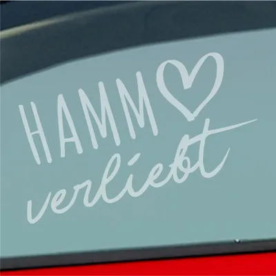 Produktbild von Auto Aufkleber Hamm verliebt Herz Stadt Heimat Liebe Car 19x10 cm Milchglas Sticker Heckscheibenaufkleber