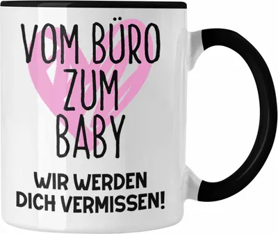 Produktbild von Trendation - Mutterschutz Geschenk Kollegin Tasse Abschied Werdende Mama Abschiedsgeschenk Arbeitskollegin Vom Büro Zum Baby (Schwarz)