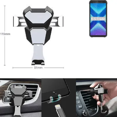 Produktbild von K-S-Trade Lüftungshalterung kompatibel mit Blackview BV5500 Plus kompakte Handy-Halterung Lüftungsschlitz Lüftungsgitter Autohalterung KFZ