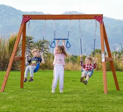 Imagen del producto de Columpio para exteriores - Columpio infantil - Columpio de jardín - Columpio de madera