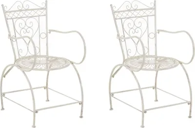 Immagine prodotto di set di 2 sedie da giardino - sedie da balcone - decorazione a mano e patina antica | Colore: Antiquariato