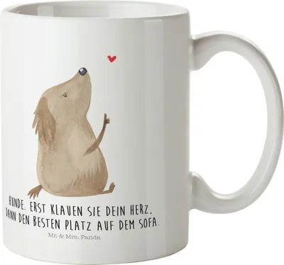 Produktbild von Mr. & Mrs. Panda Camping Tasse Hund Liebe - Weiß - Geschenk, Mehrwegbecher, Herz, Schulkind, Plastikbecher, Hunde, Pott, Kinderbecher, Trinklernbecher, Sprüche