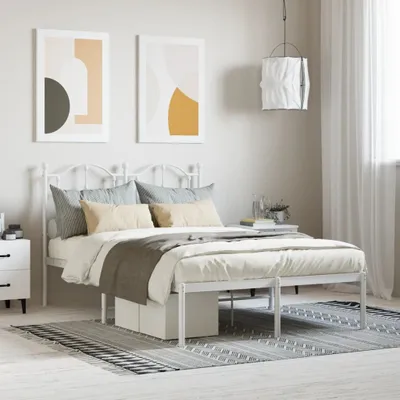 Productafbeelding van Maison Exclusive - Bedframe met hoofdeinde, metaal, wit, 120x200 cm