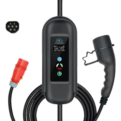 Immagine prodotto di Caricabatterie portatile per veicoli elettrici 16A regolabile, grado di protezione IP65, cavo da 5 m