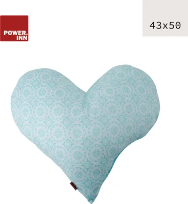 Produktbild von POWER INN Herzkissen groß | Hellblau mit Kreisen | Dekokissen | Kuschelkissen | Herz | Geschenk
