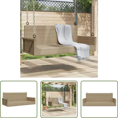 Obrázok produktu pre The Living Store Závesná lavica béžová 119x56x48 cm Poly ratan